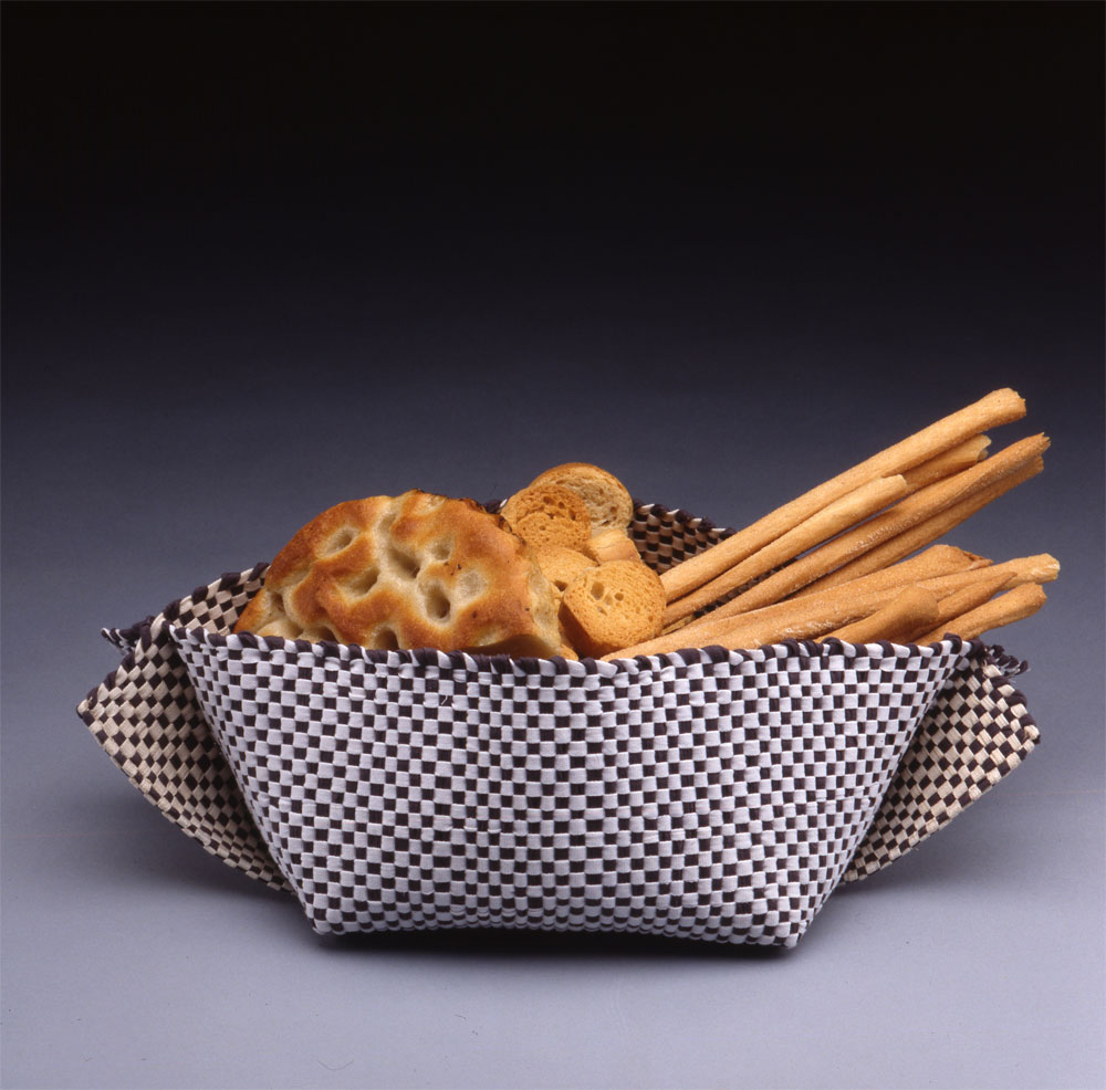 Seamless bread basket, double weave, cotton tape wap and weft